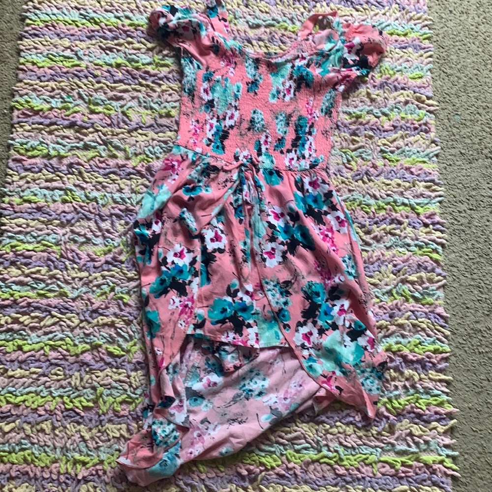 Justice summer floral pink dress with blue flowers, for juniors